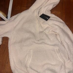 Fashion Nova Cream Fleece Hoodie